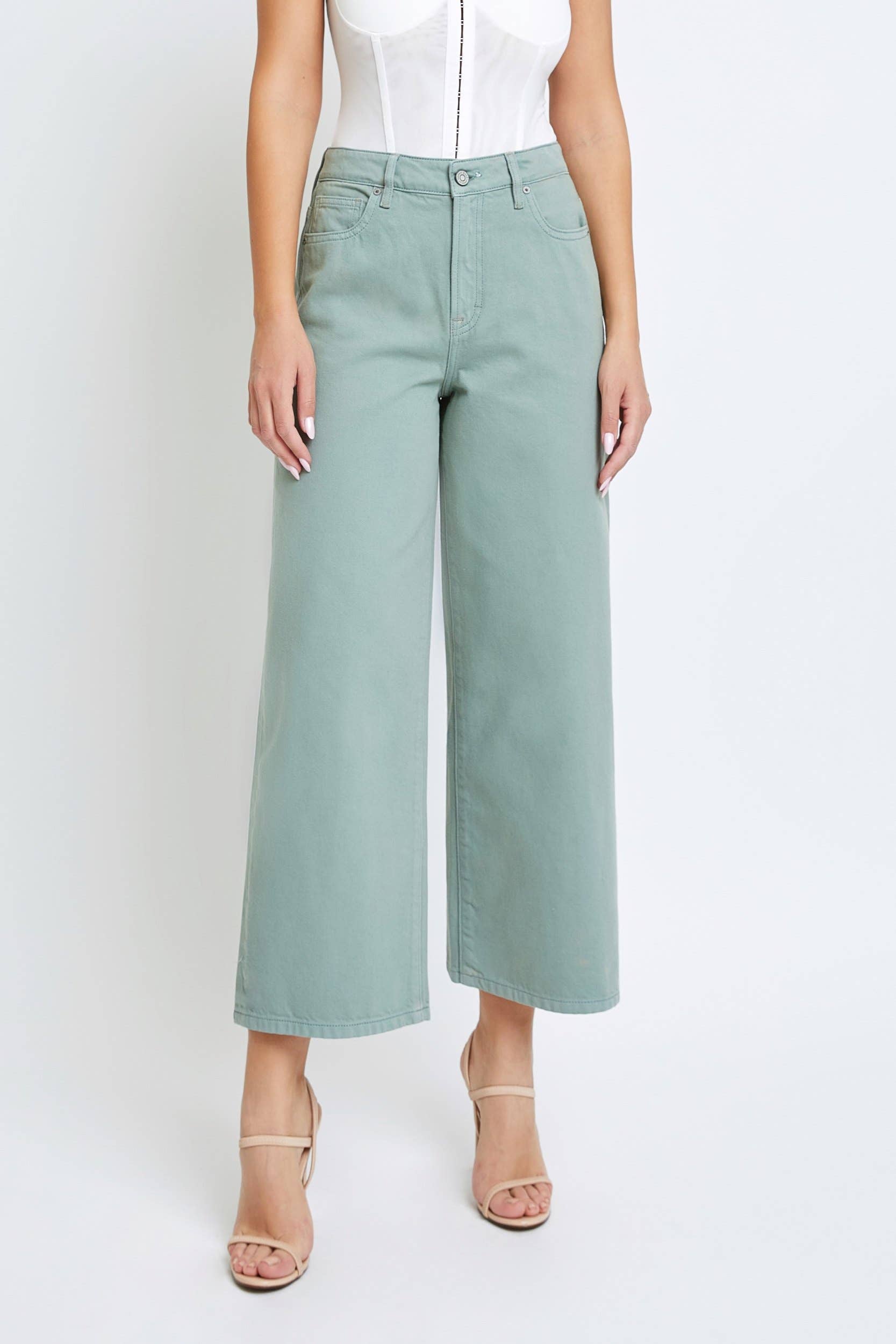 Nori High Rise Crop Wide Leg Spring-Summer Hidden Jeans