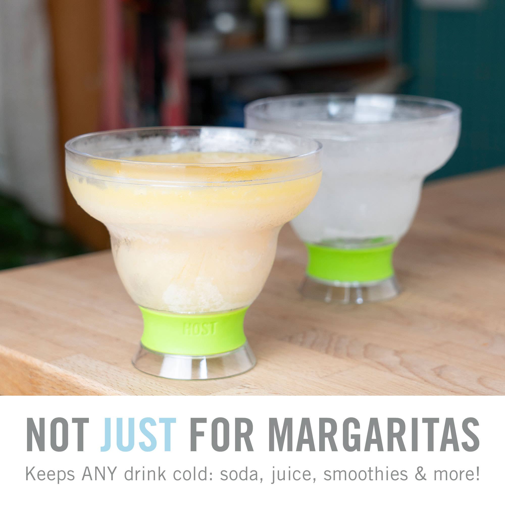 Margarita FREEZE™ insulated green cooling cups with active gel and silicone band for keeping drinks cold longer