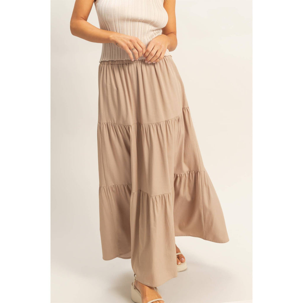 Elastic Waist 3-Tier Skirt