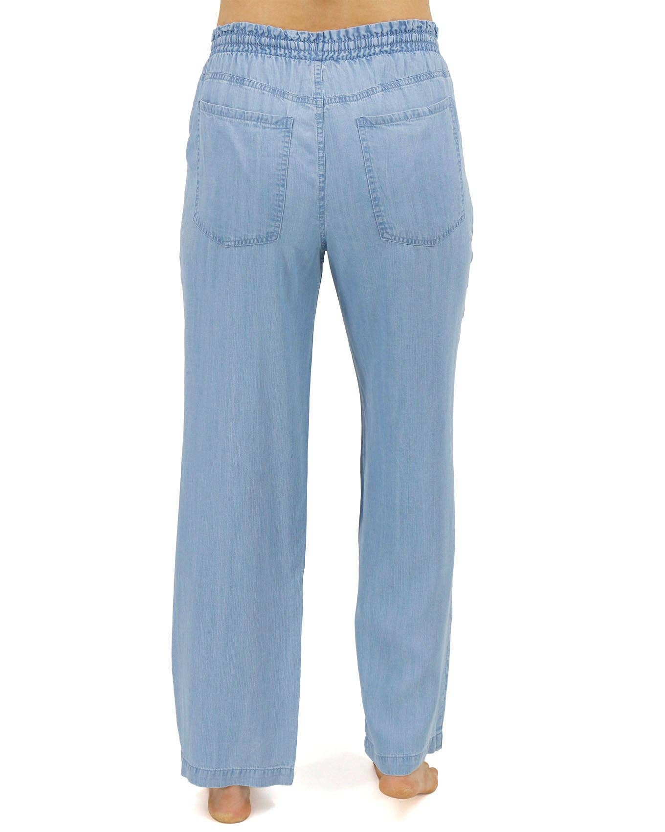 Tencel™ Lyocell Drawstring Wide Leg Pants in Chambray Wash Spring-Summer Grace and Lace