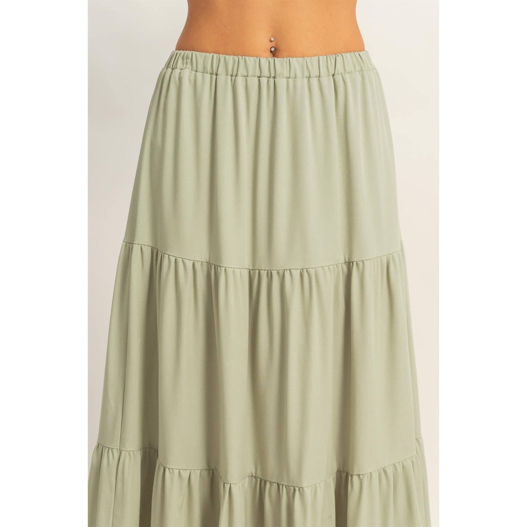 Elastic Waist 3-Tier Skirt