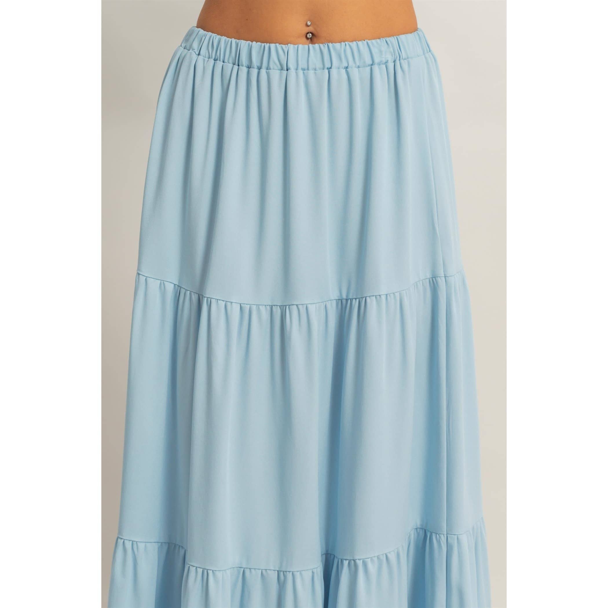 Elastic Waist 3-Tier Skirt
