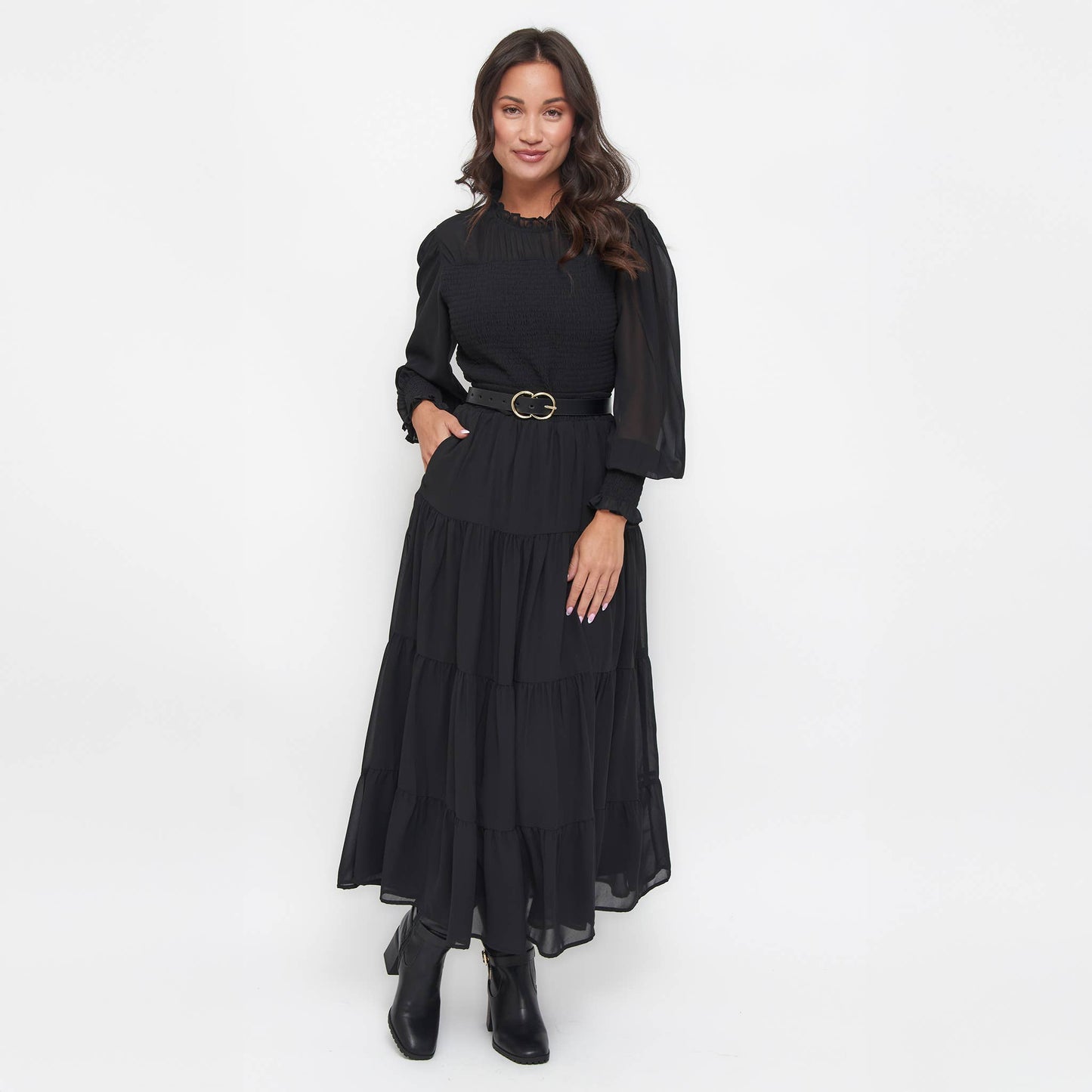 Elsie & Zoey - Hazel Georgette Tiered Maxi Skirt