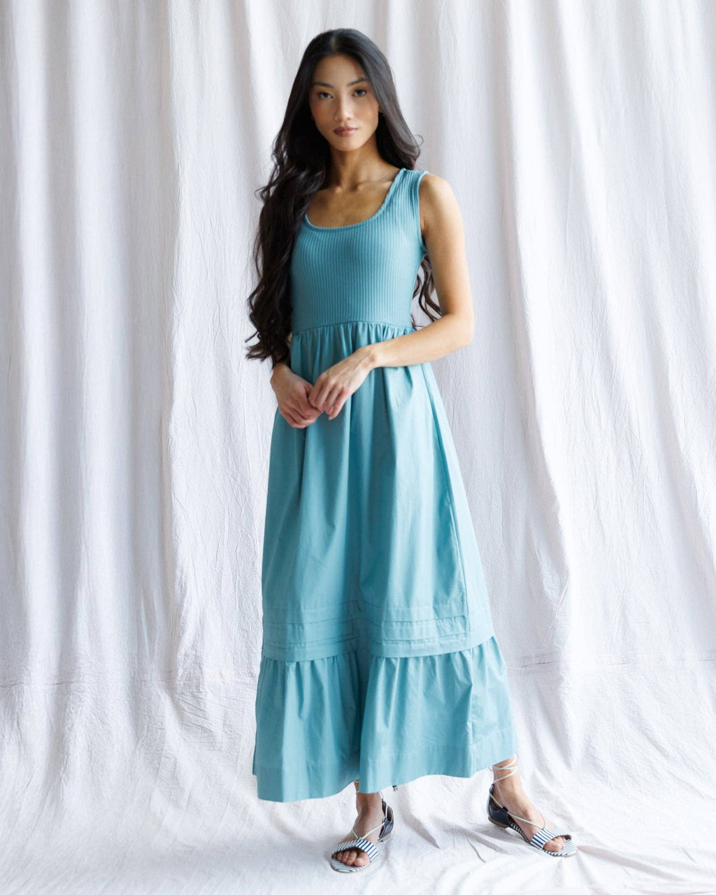 Downeast - Promenade Teal Sleeveless Maxi Dress