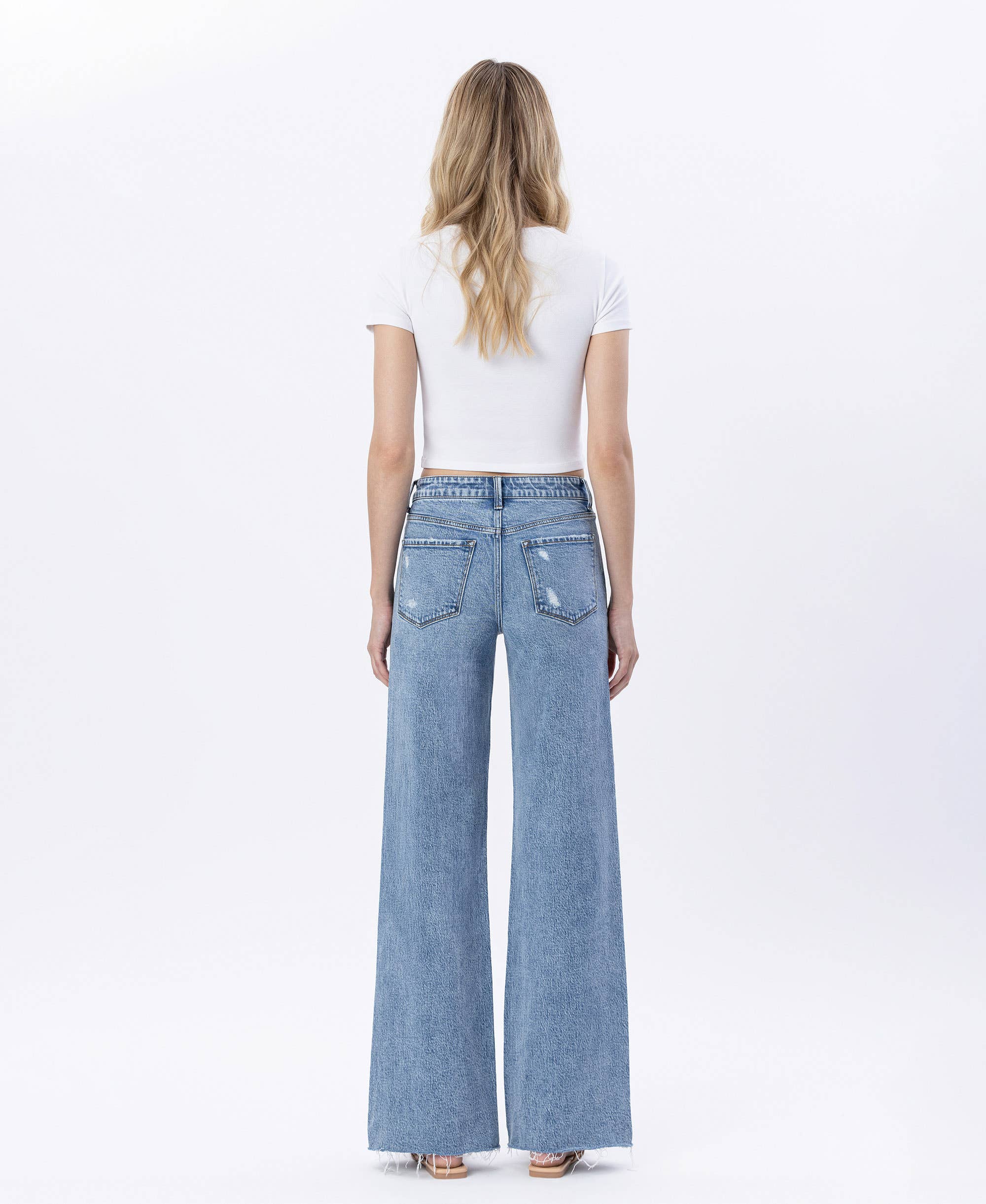 MODERNITY HIGH RISE RAW HEM WIDE JEANS