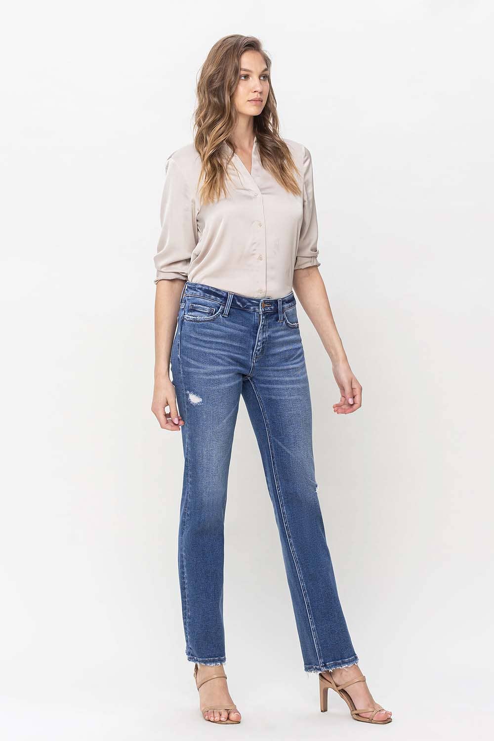 MID RISE DISTRESSED REGULAR STRAIGHT JEAN Spring-Summer FLYING MONKEY