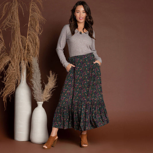 Elsie & Zoey - Joie Paisley Tiered Maxi Skirt