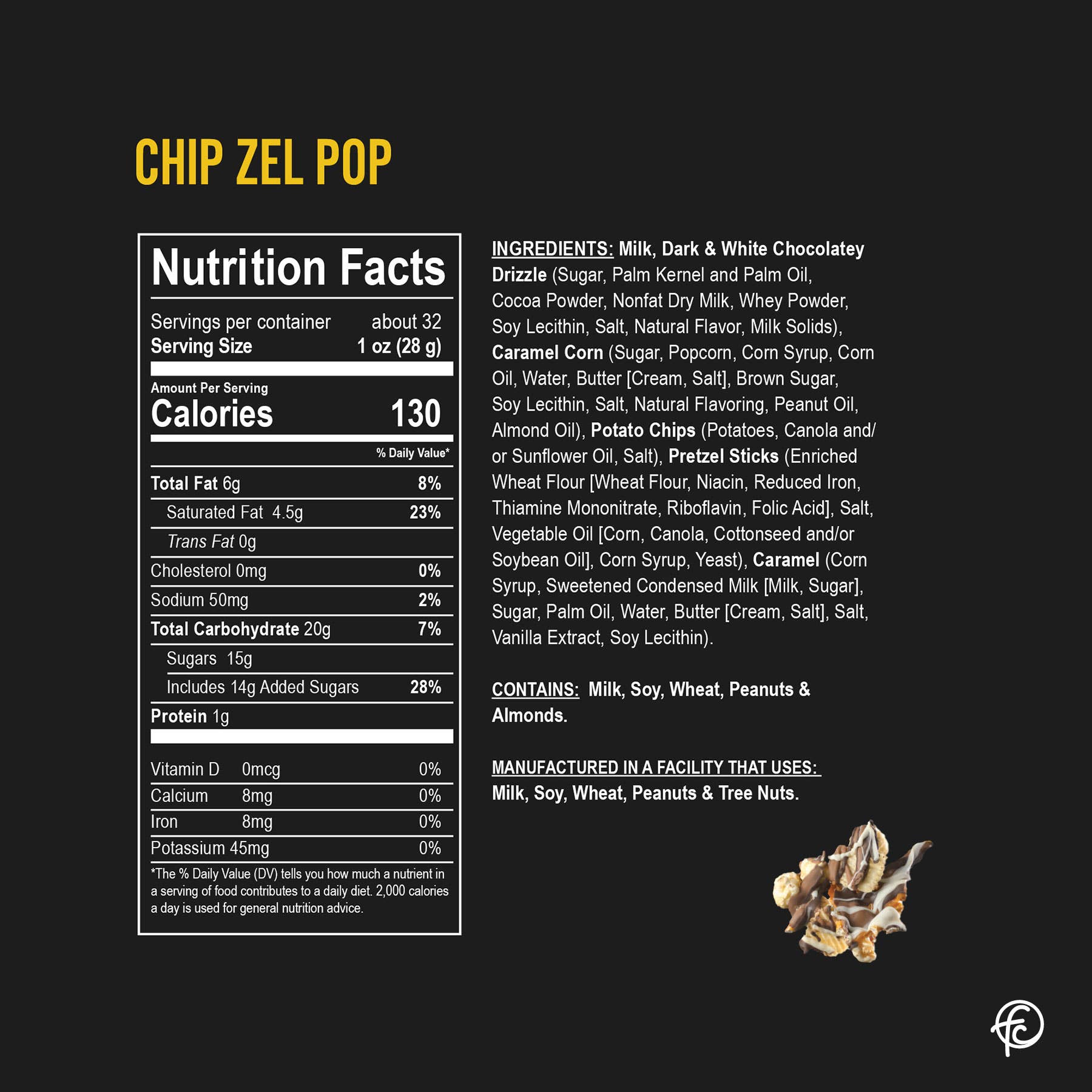 Chip Zel Pop 19 oz canister | Chocolate Popcorn Core Funky Chunky