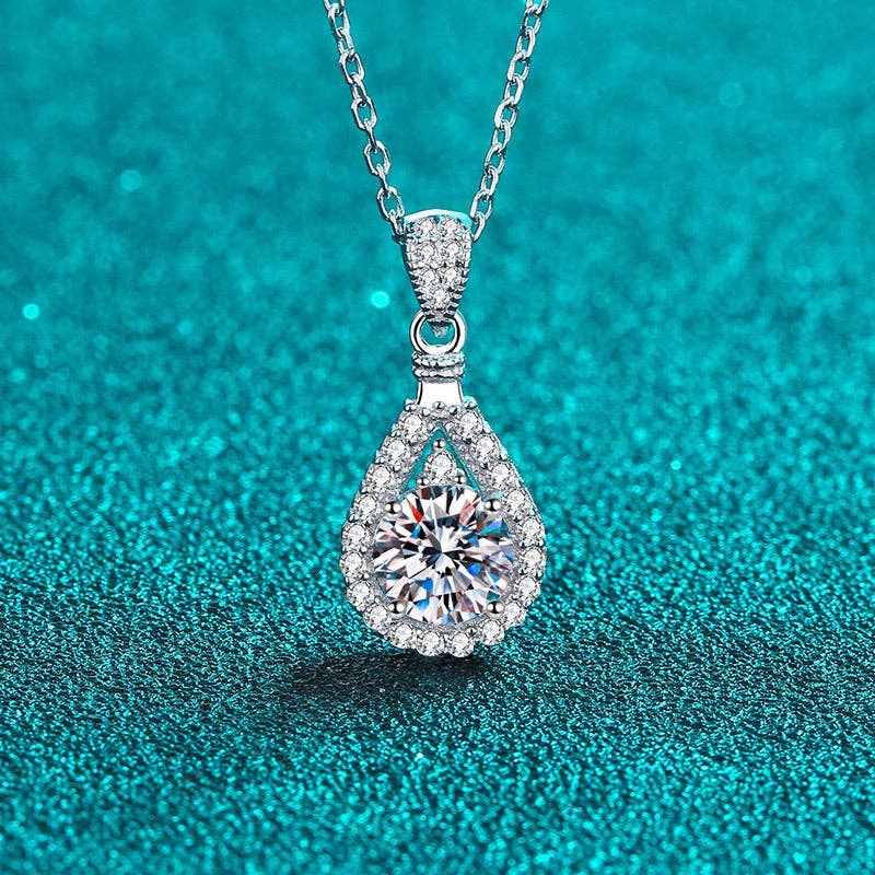 Teardrop Moissanite Pendant Necklace in 925 Sterling Silver Core Perimade & Co. LLC