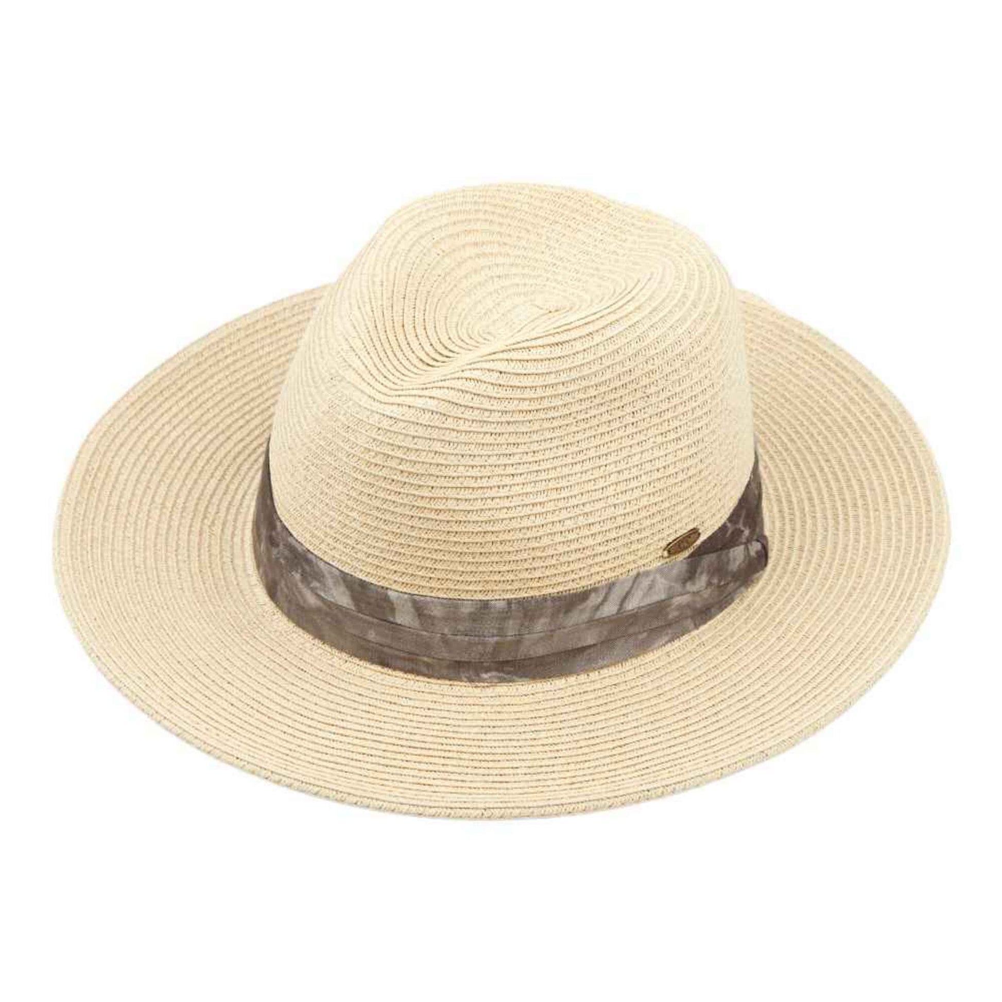 Tie Dye Band Straw Panama Hat: Gray  MiMi Wholesale