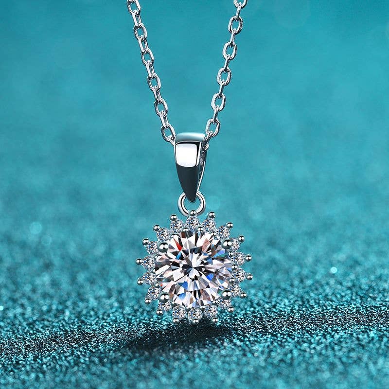 Moissanite Snowflake Pendant Necklace in 925 Sterling Silver Core Perimade & Co. LLC