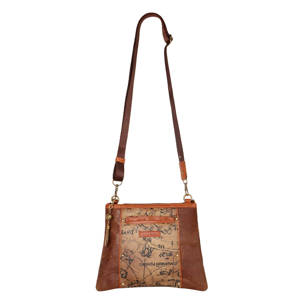 Vaan & Co. - Noa Angled Crossbody Bag - Upcycled Leather & Canvas