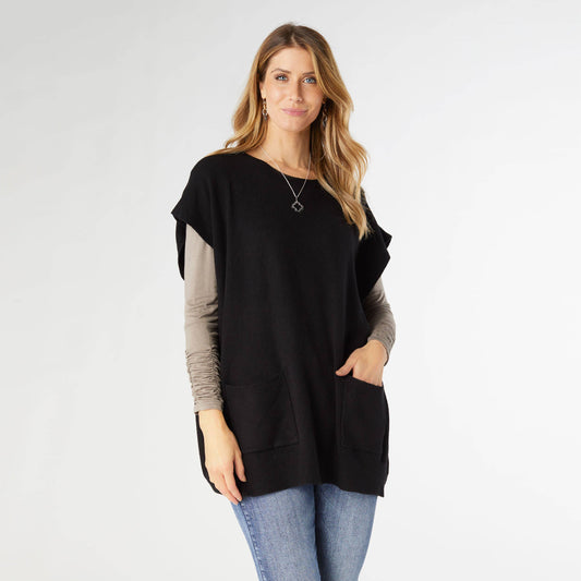 Black Giovana Sweater Vest with Front Pockets Fall-Winter COCO + CARMEN