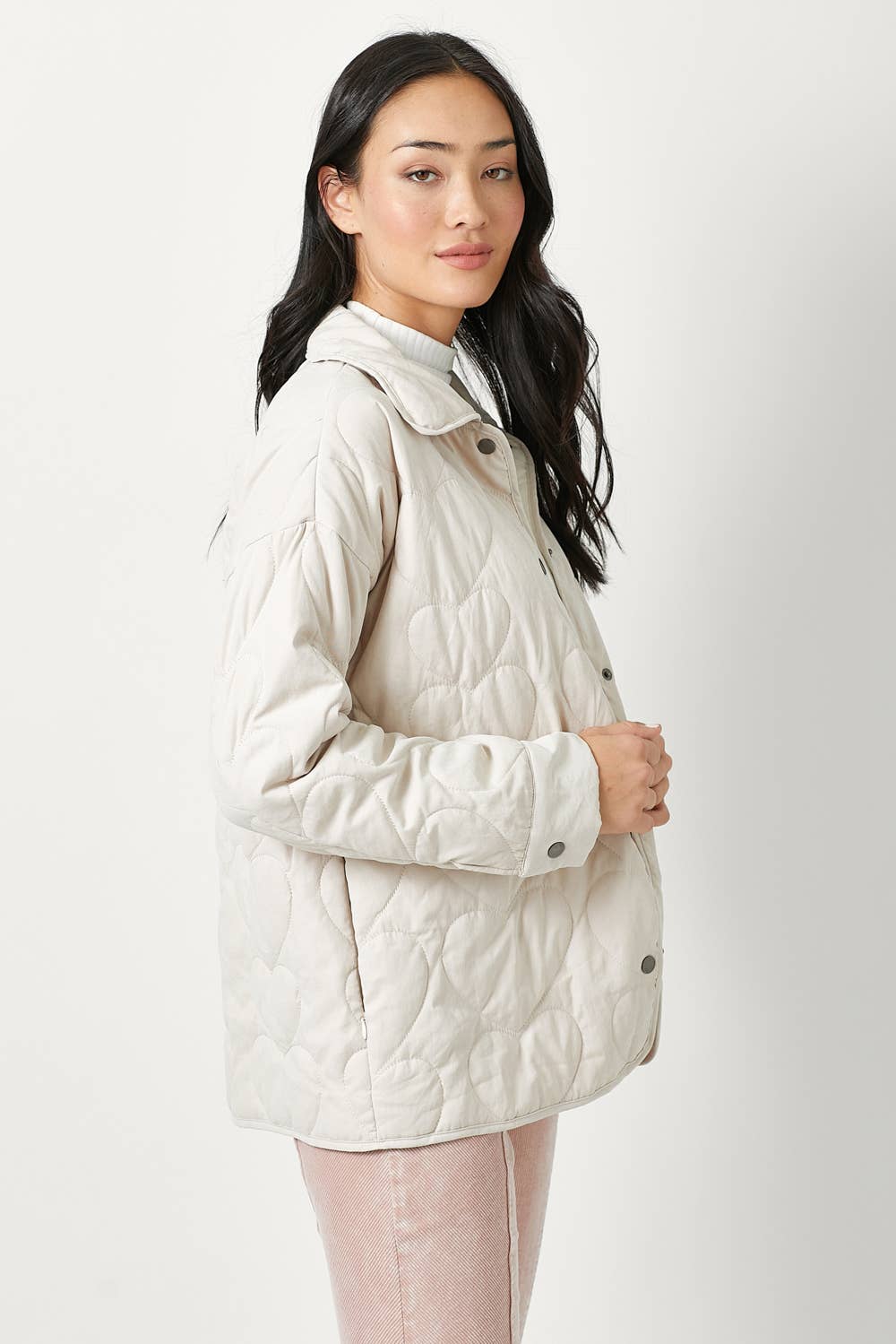 Quilted Heart Padded Jacket Almond Spring-Summer Mystree