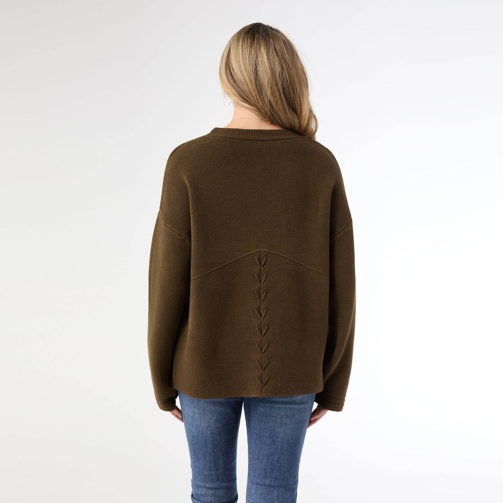 Delphina Long Sleeve Lattice Back Sweater