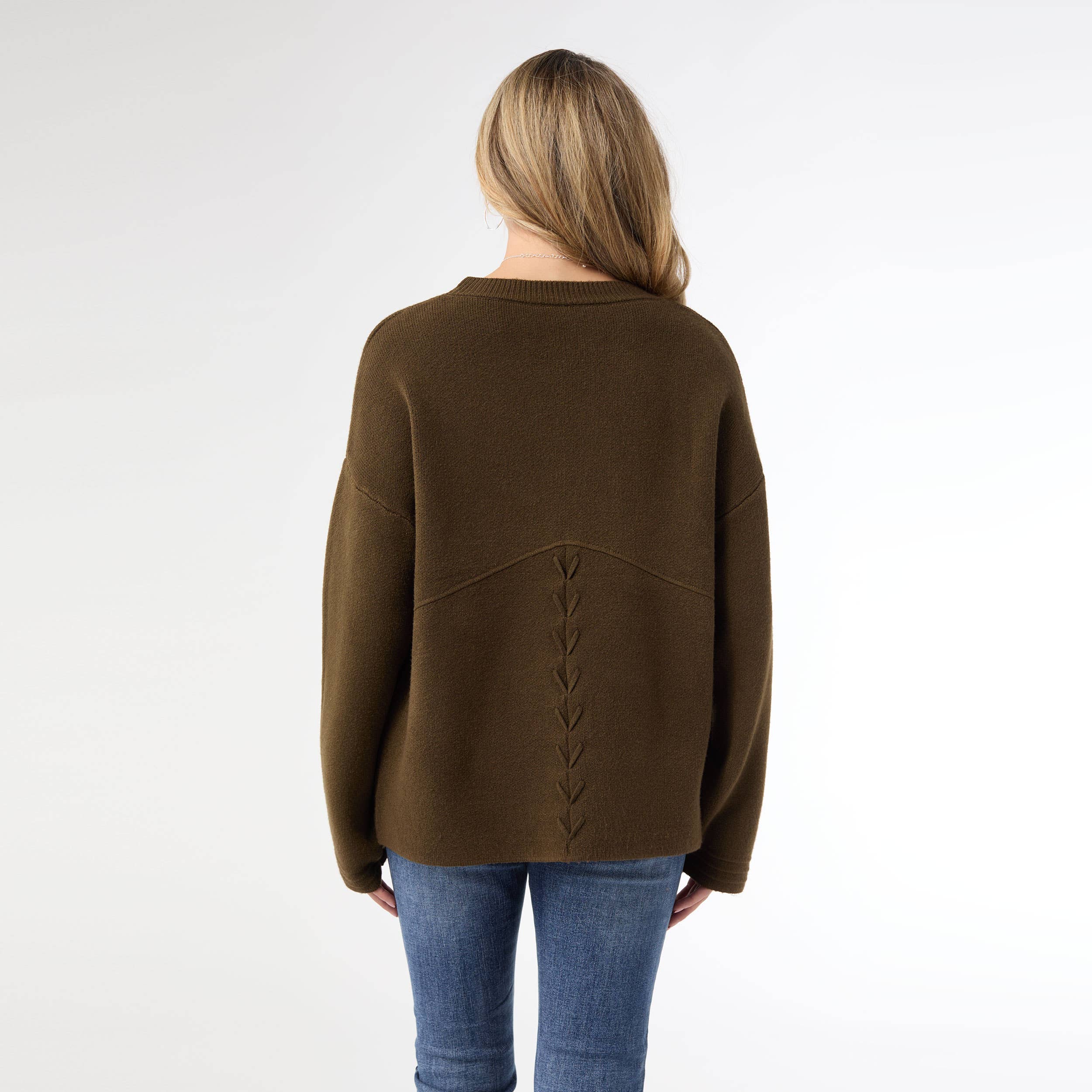 Delphina Long Sleeve Lattice Back Sweater