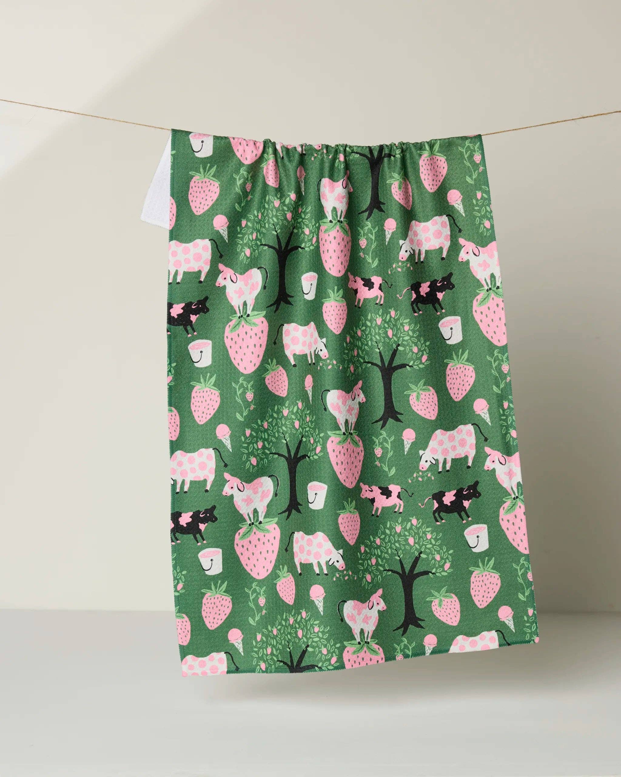 Geometry - Strawberry Cows Tea Towel