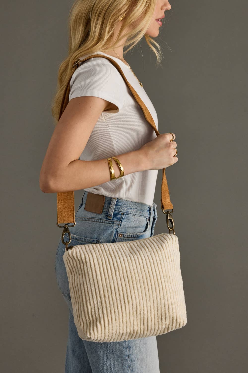 Panache Apparel Co. - Cream Corduroy Crossbody