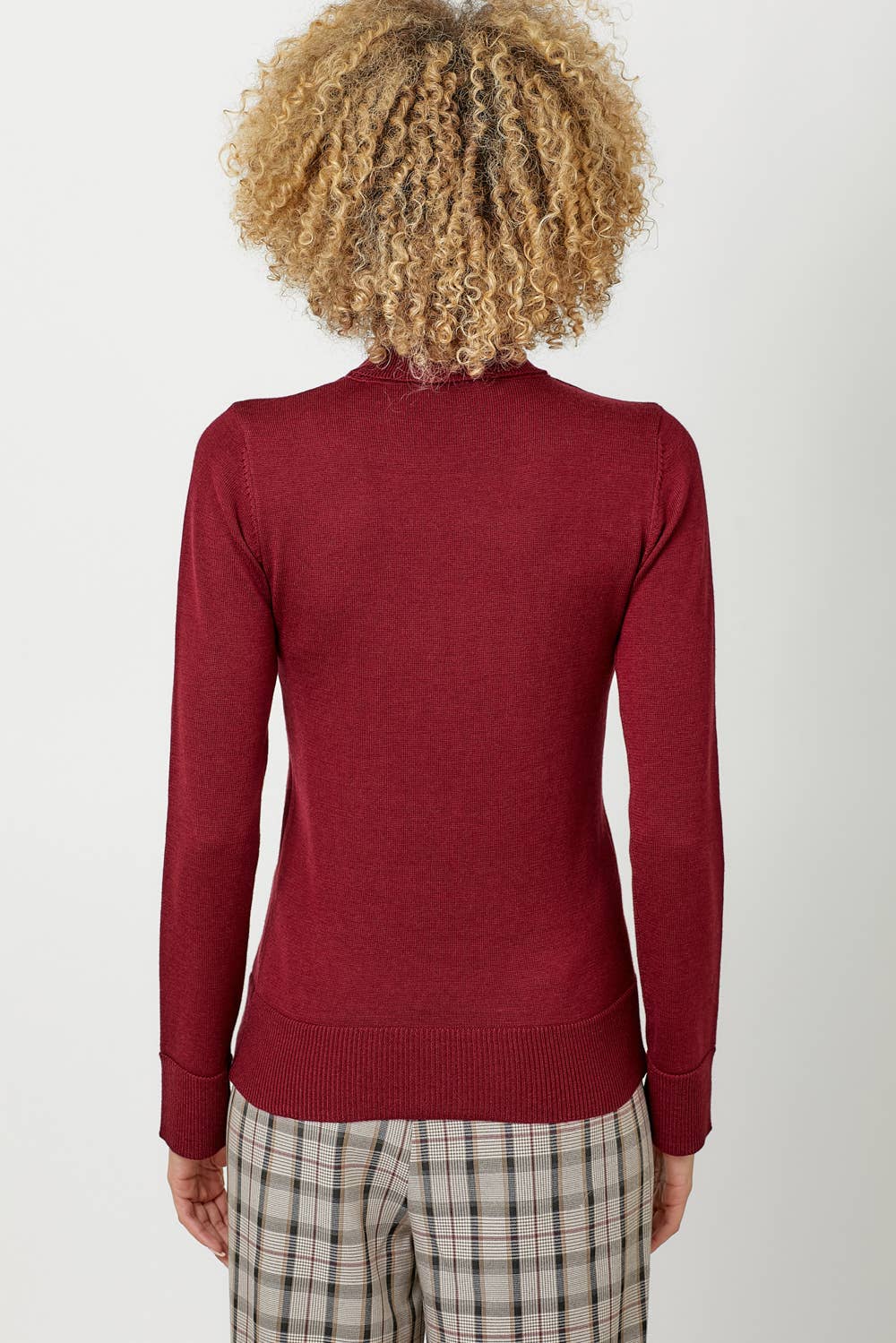 Burgundy Cashmere Turtleneck Sweater Fall-Winter Mystree