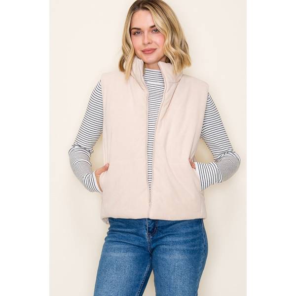 Reversible Corduroy Oatmeal Puffer Vest