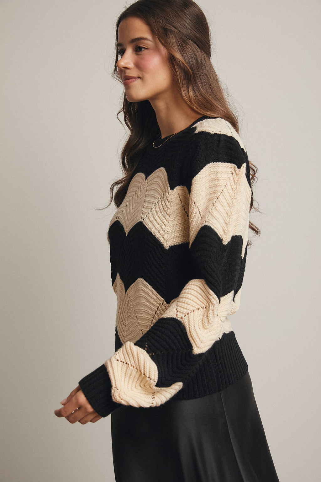 Wave Knit Chevron Pullover