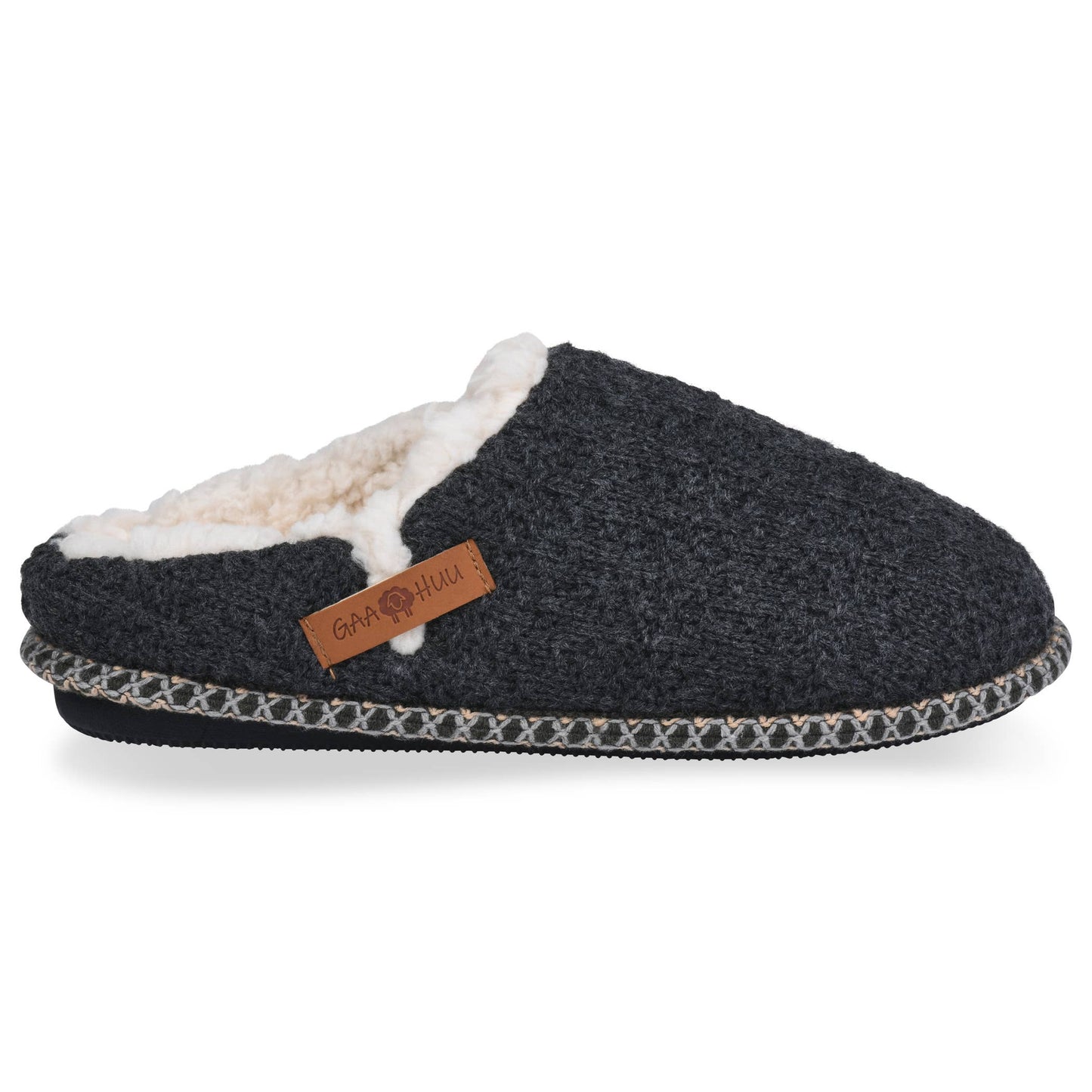 Womens textured knit clog with faux shearling lining gaahuu