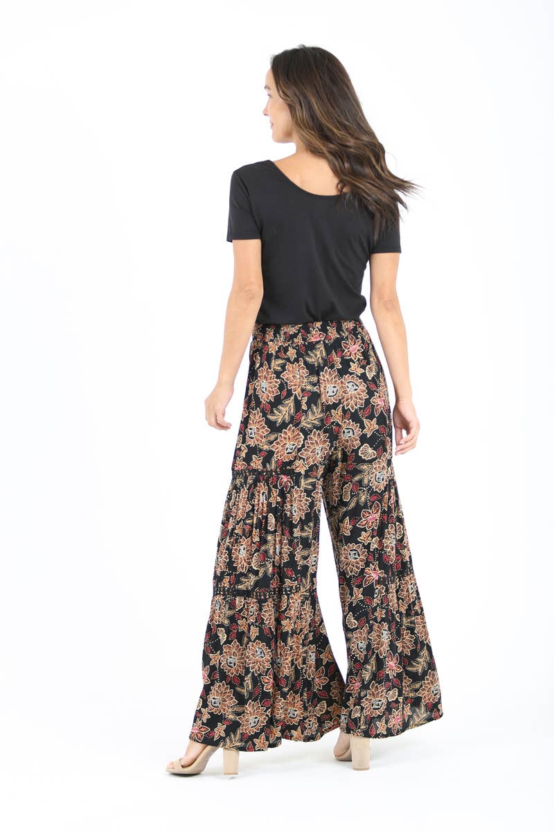 WIDE LEG PANTS WITH SMOCKED WAISTBAND AND LACE INSERT Spring-Summer Nostalgia