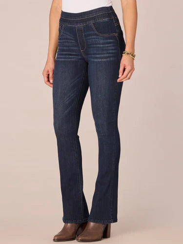 "Ab"solution Indigo High Rise Itty Bitty Boot Glider Jeans