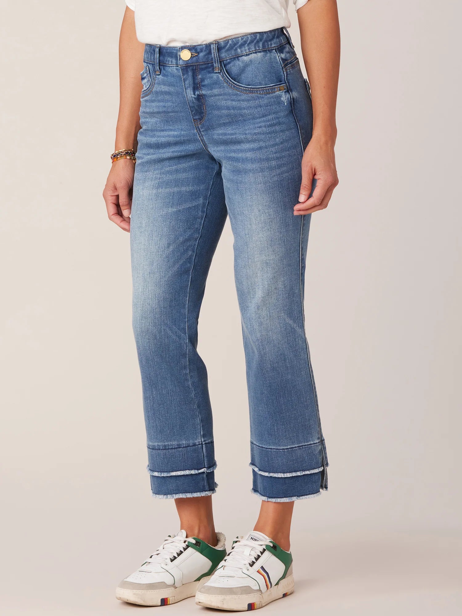 "Ab"solution Petite Kick Flare Jeans with Double Layer Fray Hem Spring-Summer JOOR - Democracy