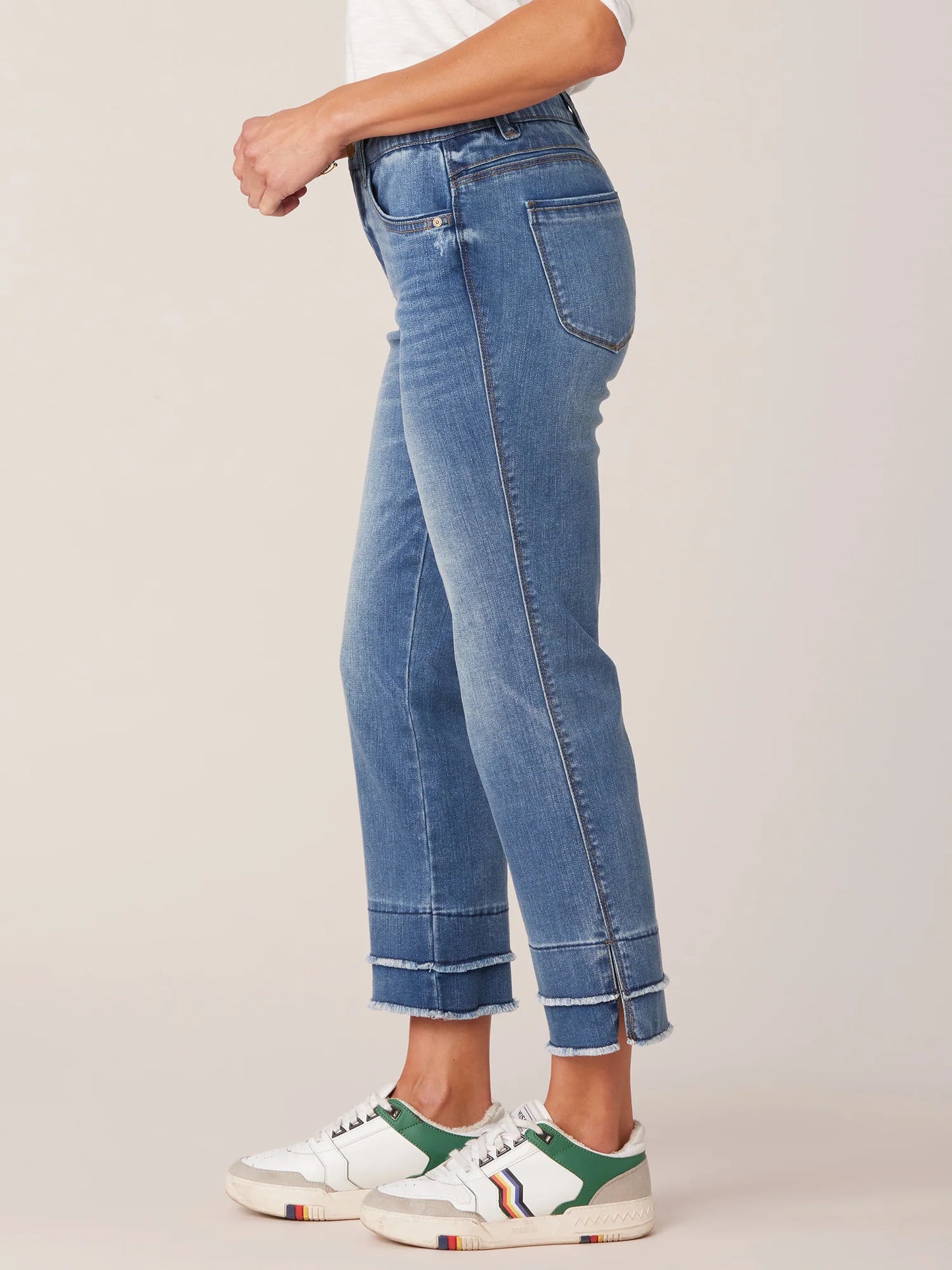 "Ab"solution Petite Kick Flare Jeans with Double Layer Fray Hem Spring-Summer JOOR - Democracy