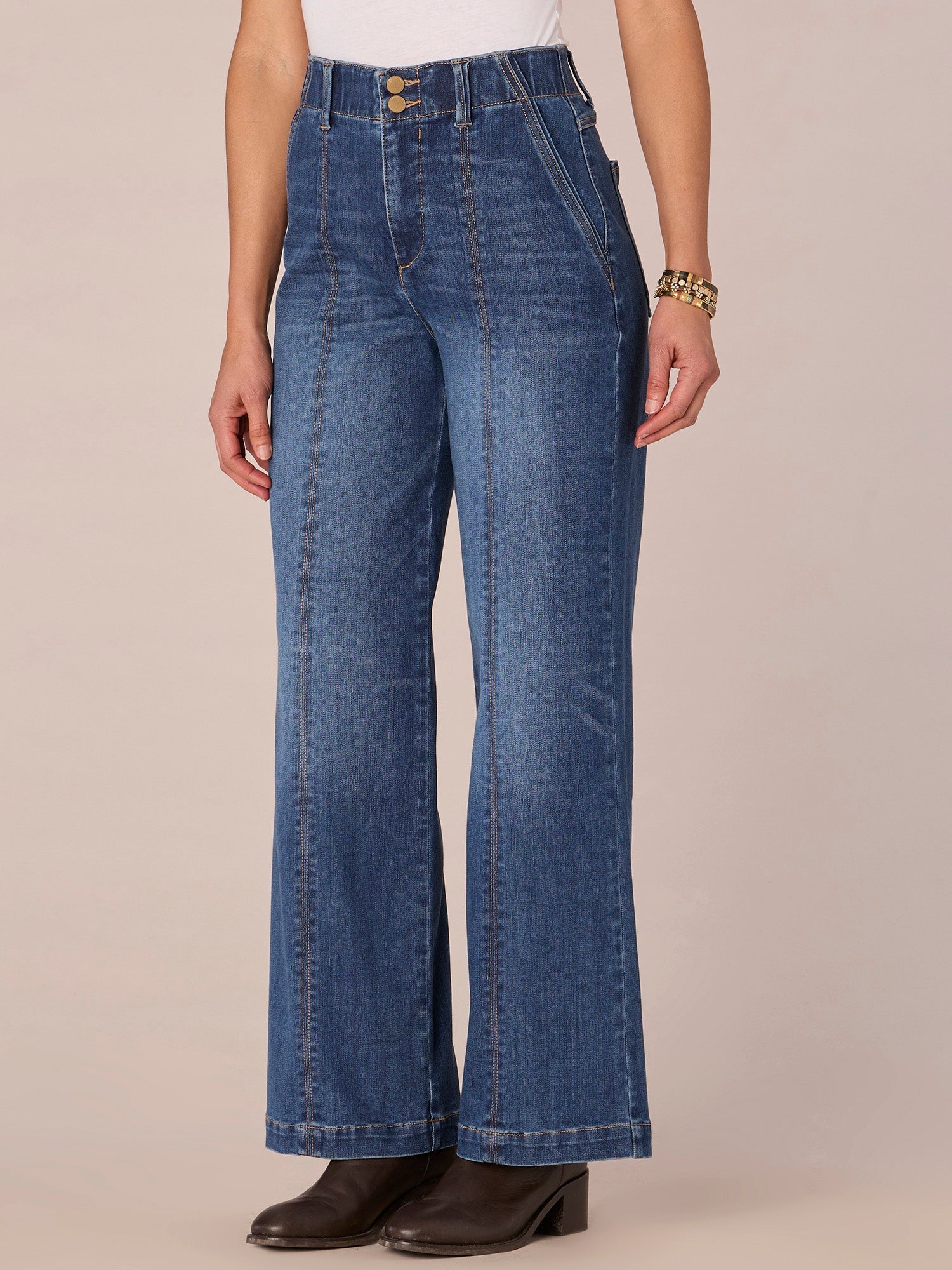 "Ab"solution Skyrise Petite Wide Leg Jeans with Center Front Seam Fall-Winter JOOR - Democracy