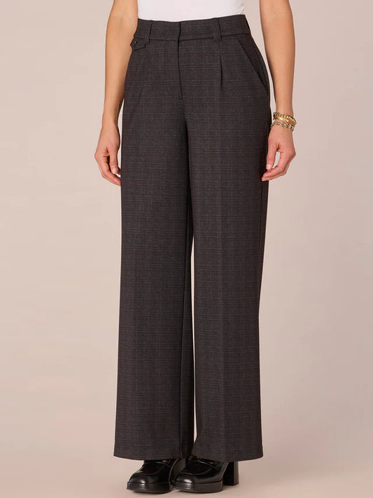 Skyrise Plaid Ponte Wide Leg Trousers with Flap Pockets  Hidden Rose Boutique