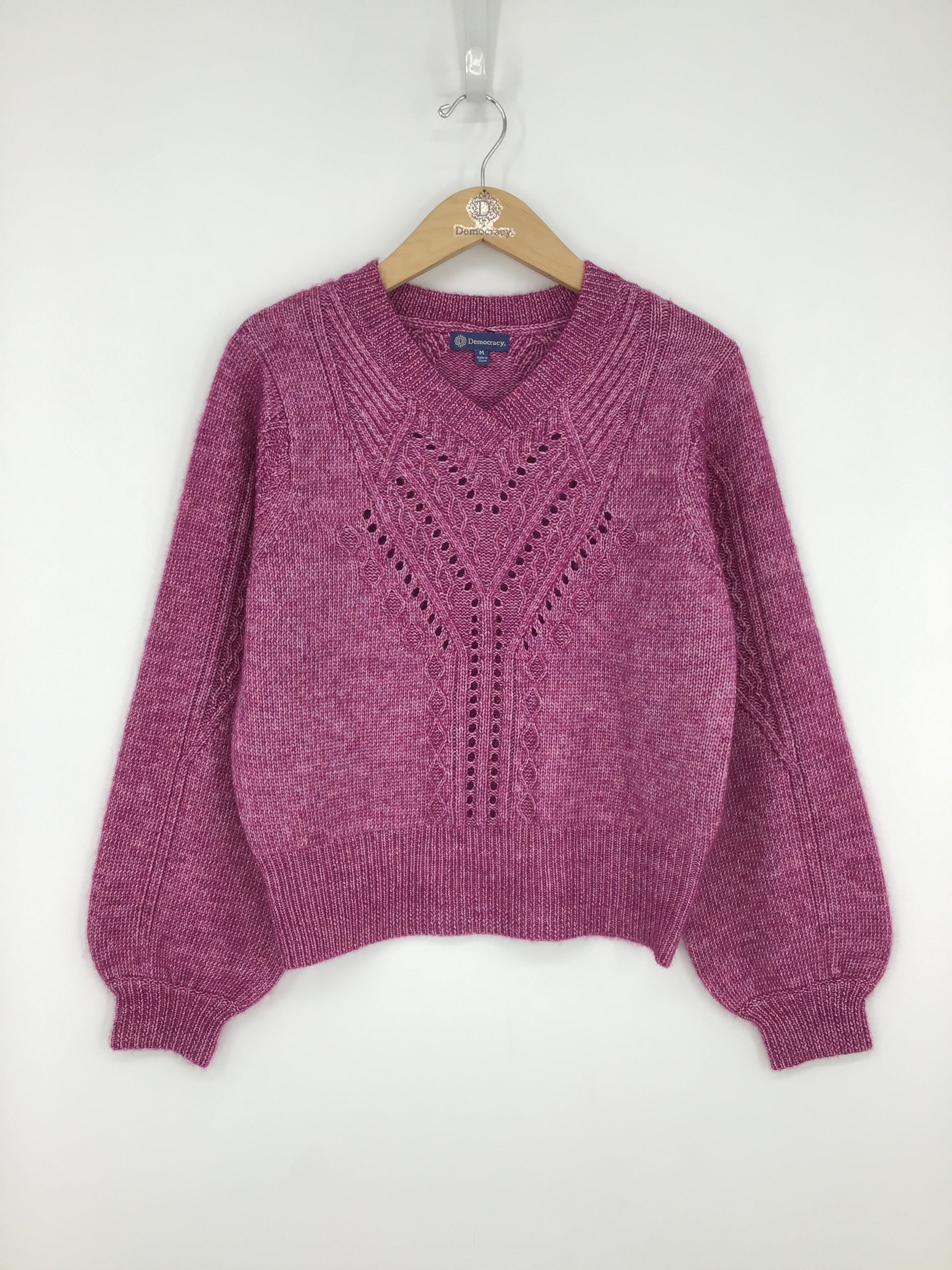 Red Violet Cable Stitch Sweater Fall-Winter JOOR - Democracy