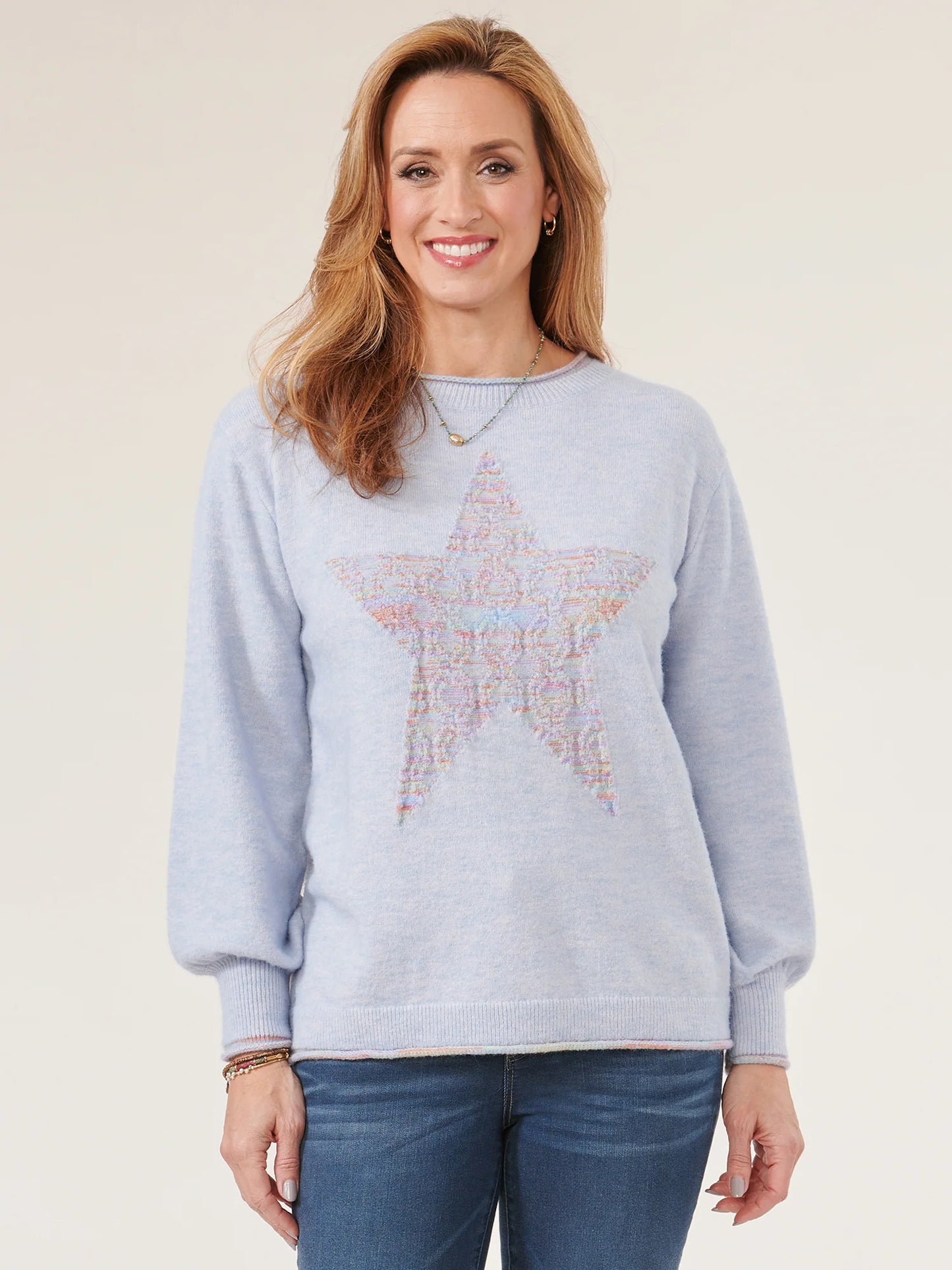 Long Blouson Sleeve High Round Neck Space Dye Star Sweater Fall-Winter JOOR - Democracy