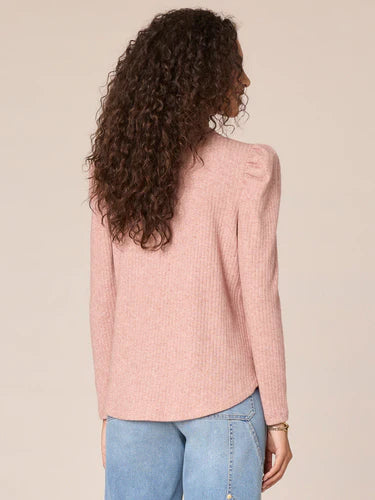 Long Puff Shoulder Sleeve V-Neck Surplus Shirttail Hem Knit Top Fall-Winter JOOR - Democracy