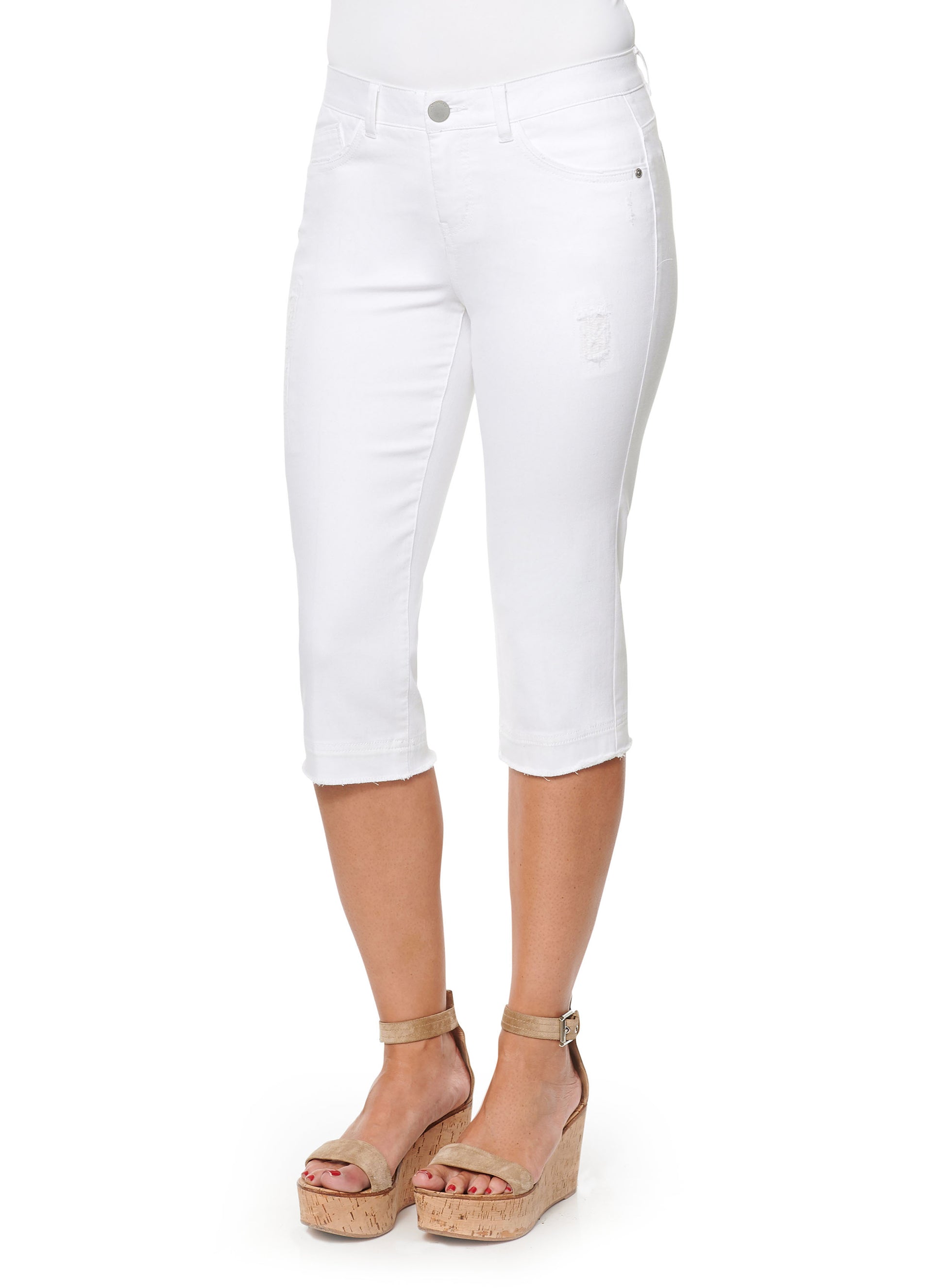 Womens White Capri Pants- Ab'solution Capri denim skimmer by Democracy Spring-Summer JOOR - Democracy