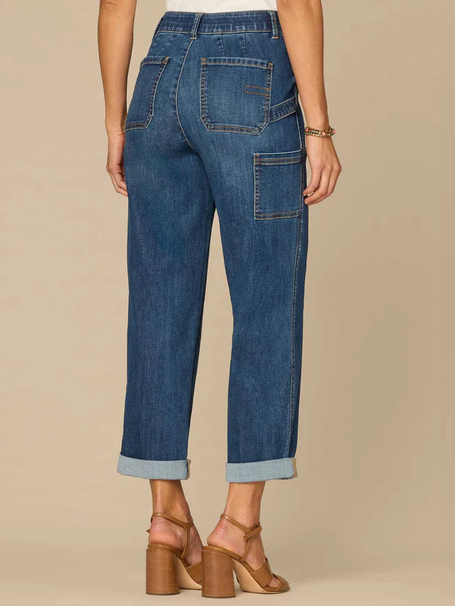 Ab"solution® High Rise Patch Pocket Roll Cuff Utility Jeans