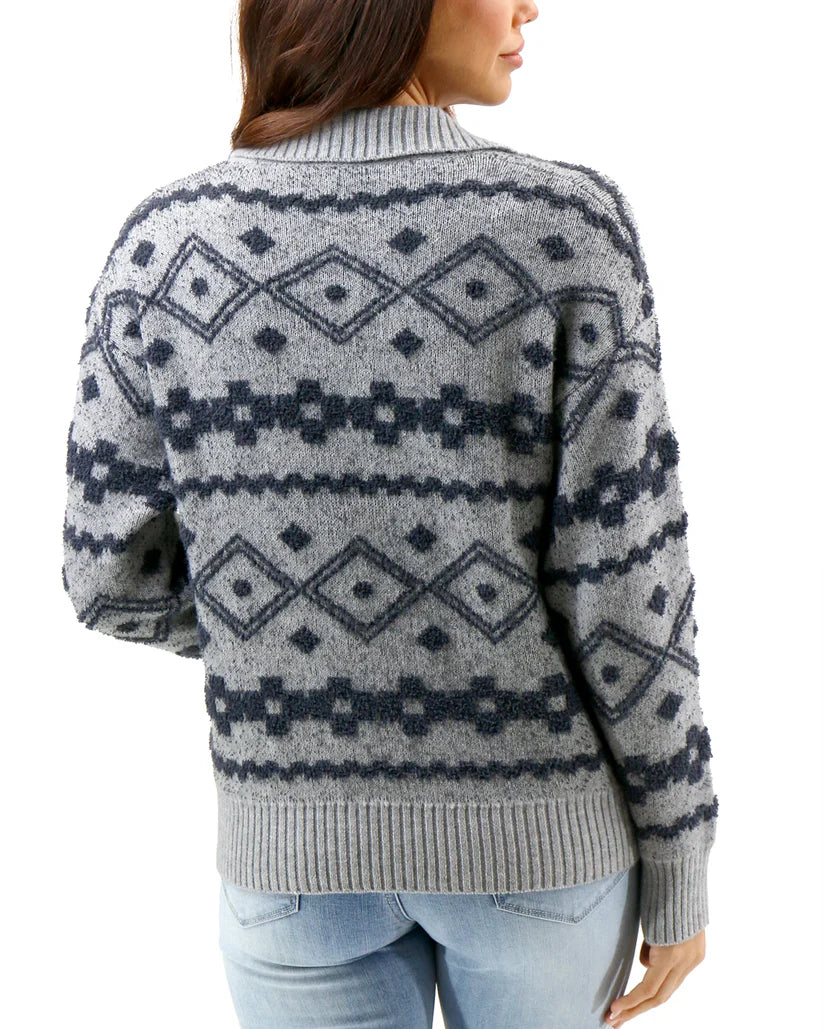 Cloud Mixed Grey Intarsia Knit Sweater Fall-Winter Grace and Lace