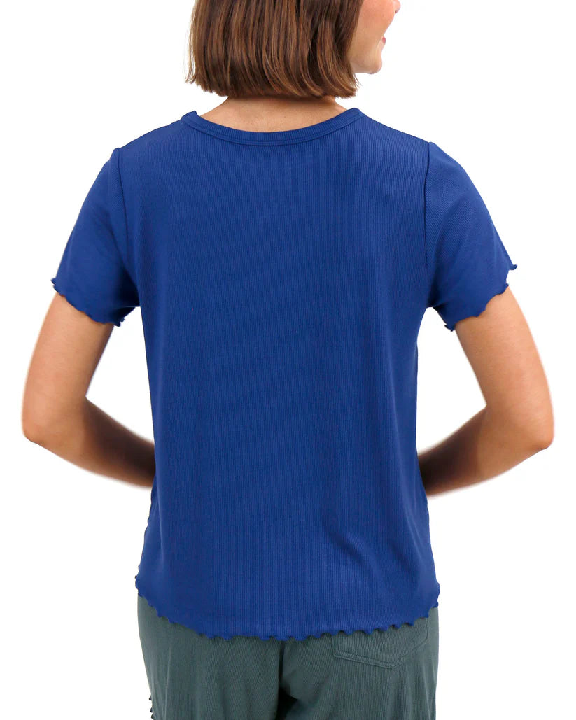 Essential Ribbed Relaxed Fit Tee in Classic Blue Fall-Winter Grace and Lace