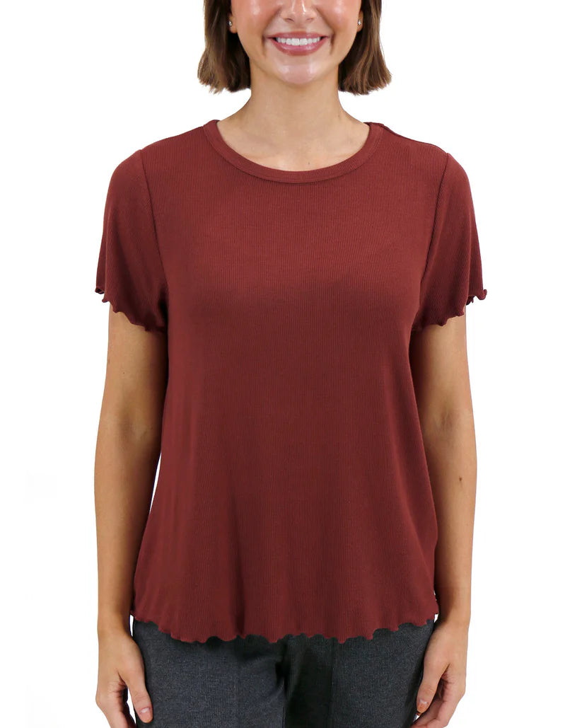 Essential Ribbed Relaxed Fit Tee in Rust Fall-Winter Grace and Lace