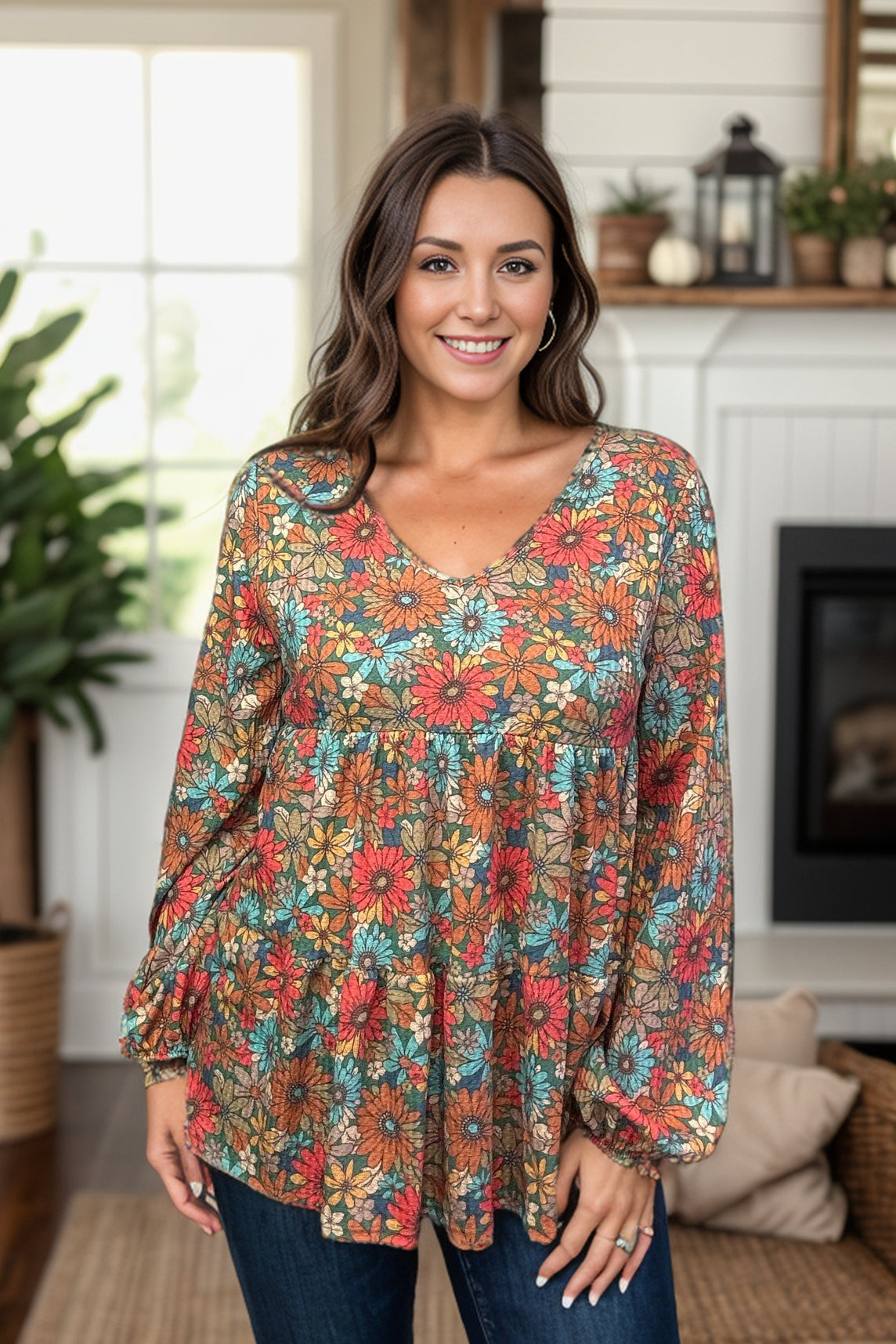 Freedom with Fall Floral - Waffle Knit  Boutique Simplified