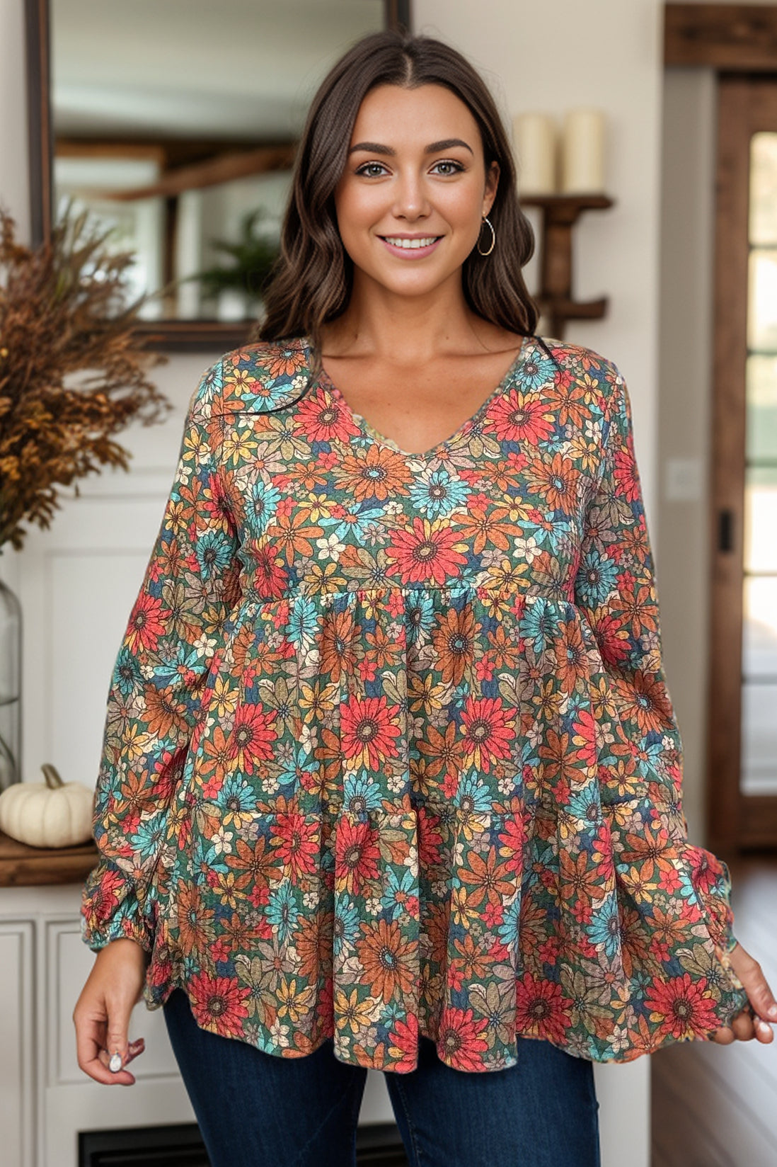 Freedom with Fall Floral - Waffle Knit  Boutique Simplified