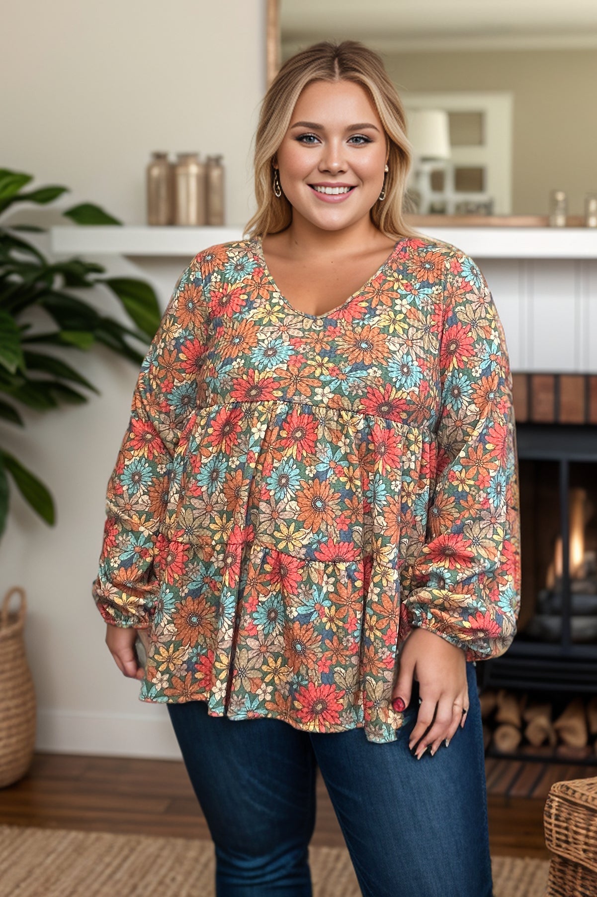 Freedom with Fall Floral - Waffle Knit  Boutique Simplified