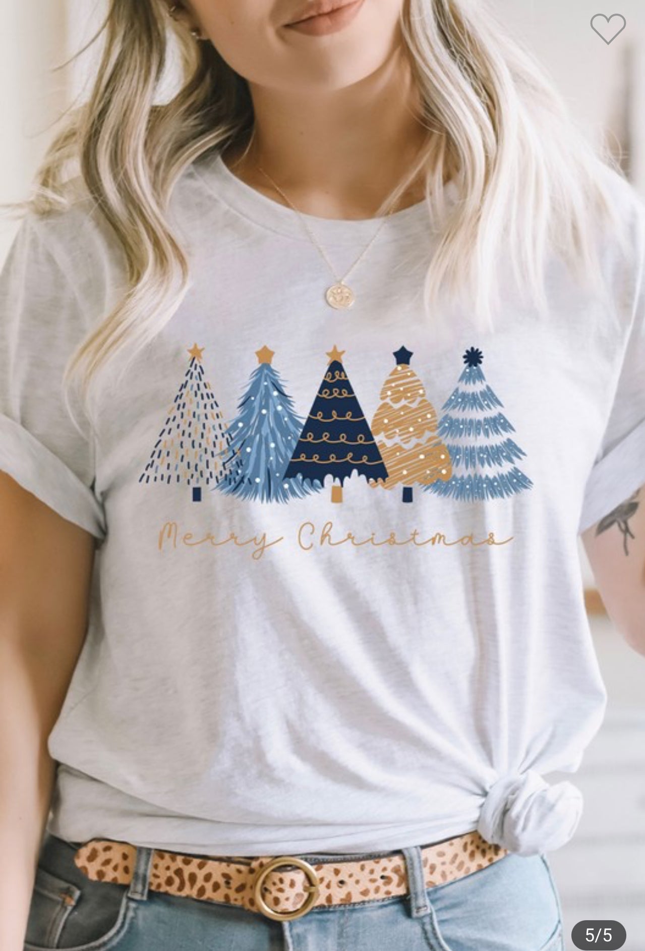 Blue and Gold Merry Christmas Tee
