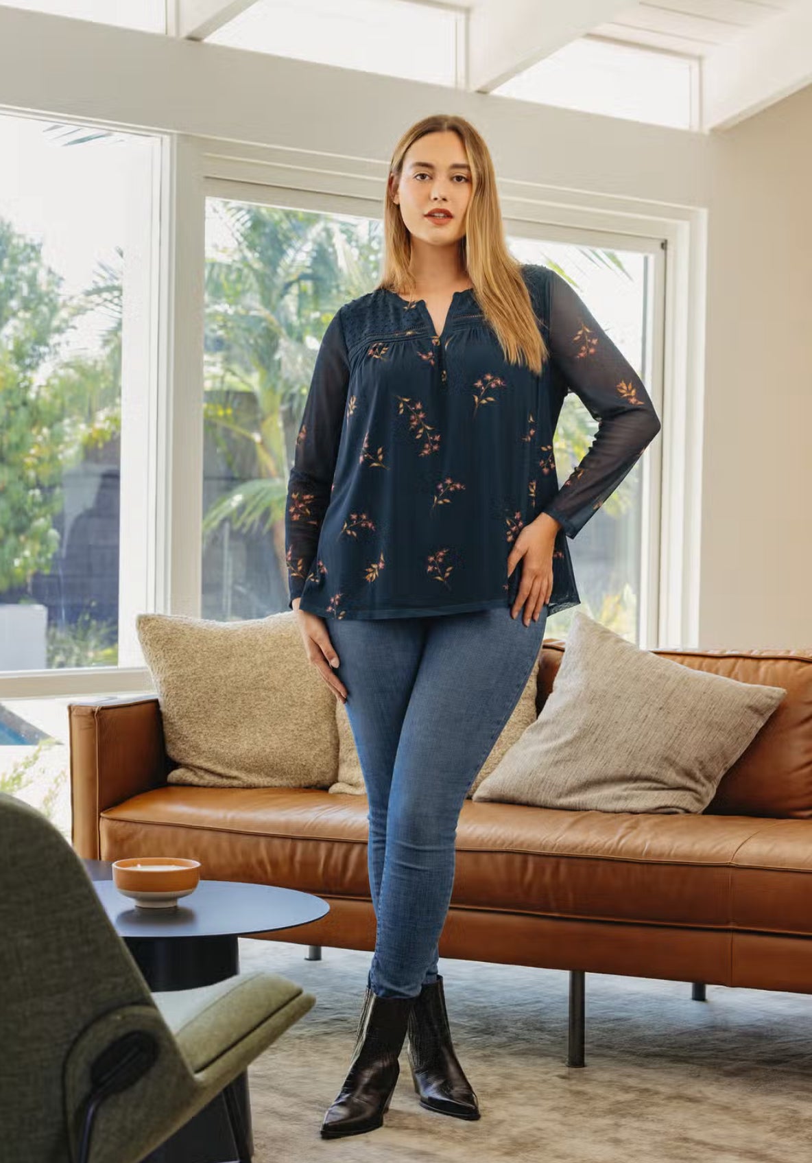 CURVY Amelie Long Sleeve Floral Top Fall-Winter Daniel Rainn