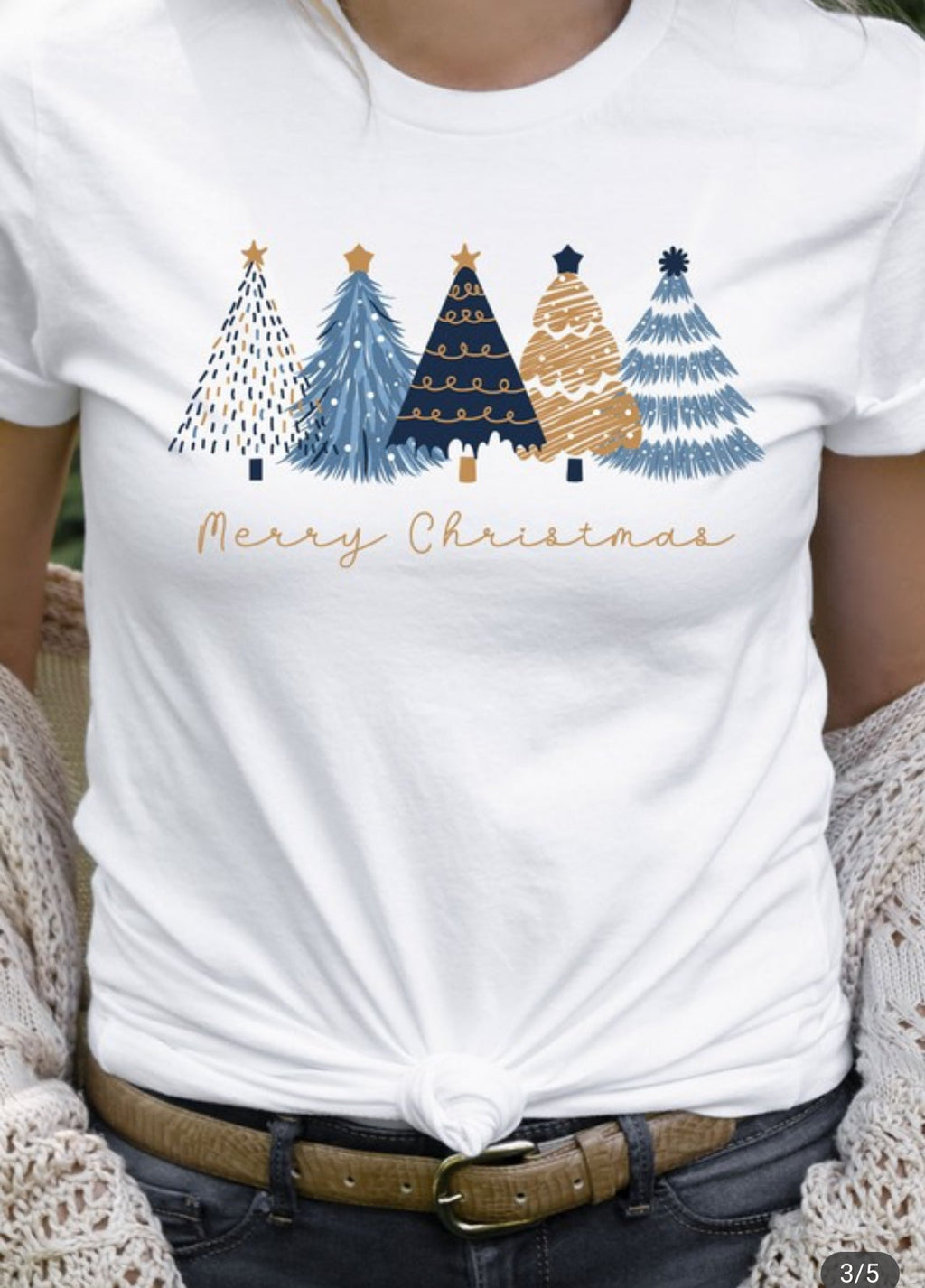 Blue and Gold Merry Christmas Tee