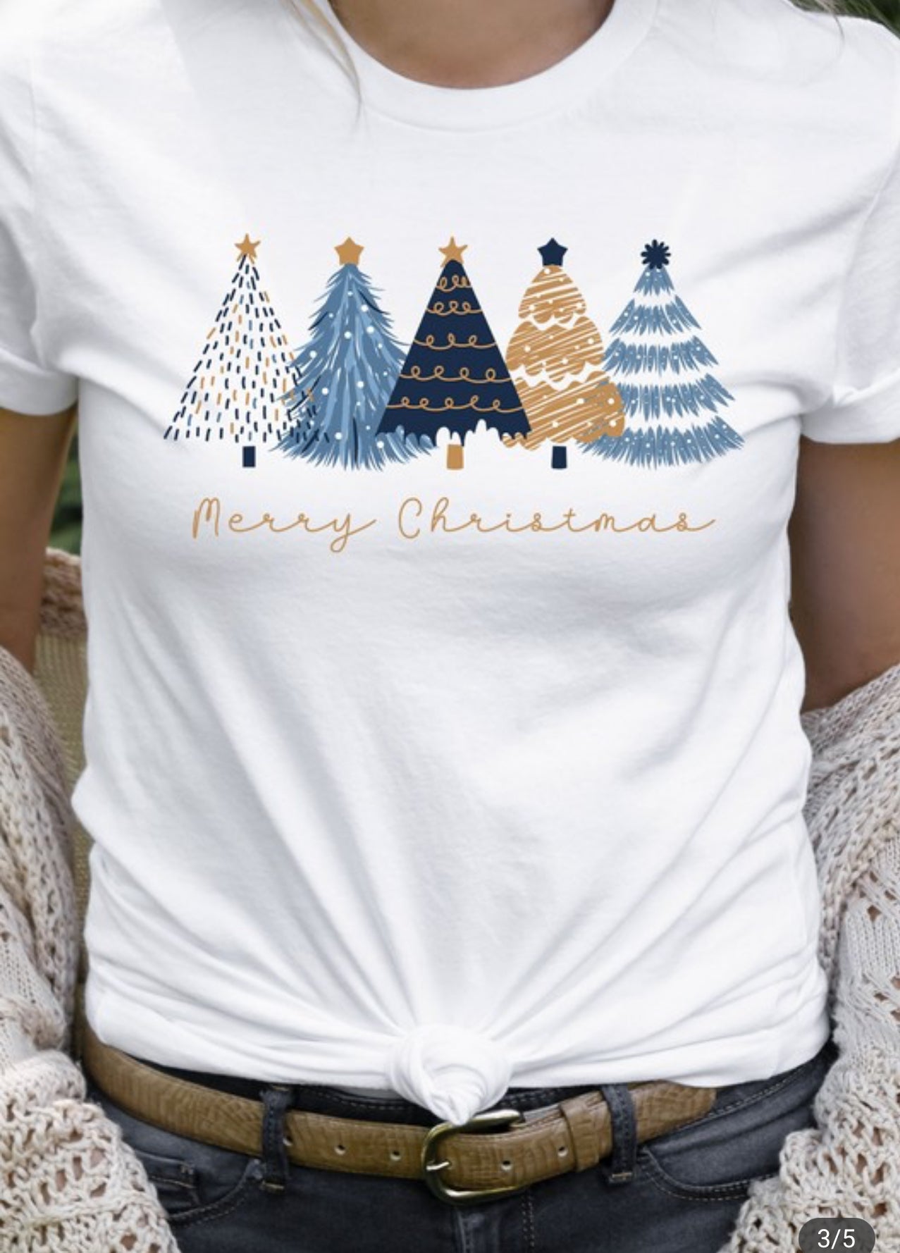 Blue and Gold Merry Christmas Tee