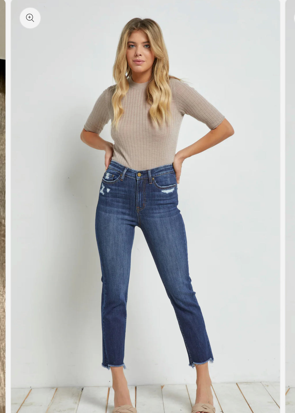 High Rise Straight Crop Jeans - Dark Wave