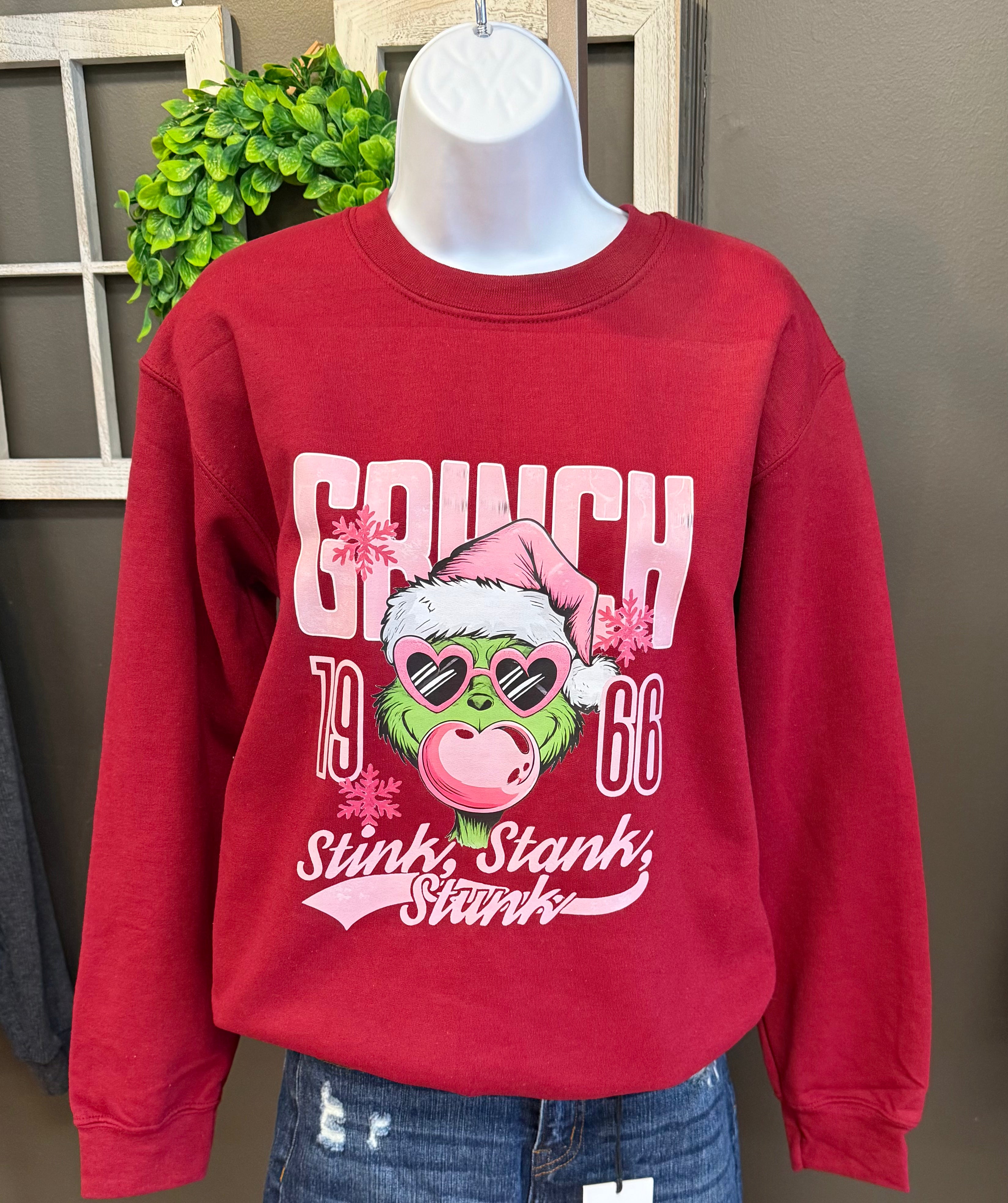 Grinch Stink Stank Stunk Wine Sweatshirt