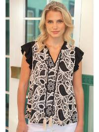 Paisley Embroidered Ruffle Sleeve Top
paisley-embroidered-ruffle-sleeve-top-Black